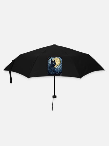 Nuit étoilée et chat noir - Parapluie standard - noir