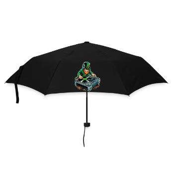DJ Leprechaun (Irischer Kobold) - Regenschirm (klein) - Schwarz - Vorne