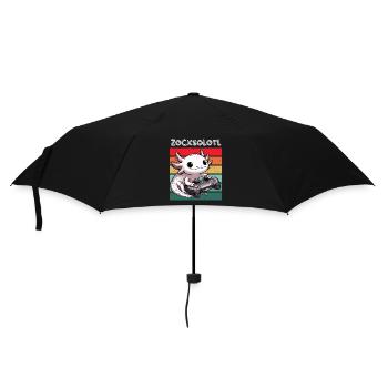 Gamer Axolotl Nerd Retro Computer Videogame Lustig - Regenschirm (klein) - Schwarz - Vorne