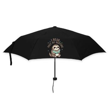 Ich Lese Nach Der Schlafenszeit Lesen Faultier - Regenschirm (klein) - Schwarz - Vorne