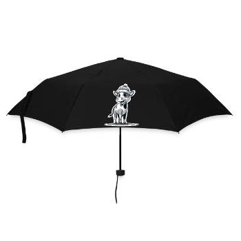 Kälbchen mit Mütze sw - Regenschirm (klein) - Schwarz - Vorne