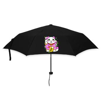 Maneki Neko Japan Glücksbringer - Regenschirm (klein) - Schwarz - Vorne