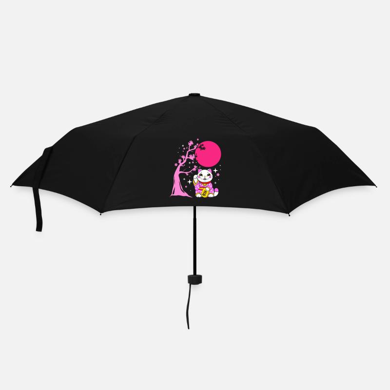Maneki Neko Japan Glücksbringer - Regenschirm (klein) - Schwarz