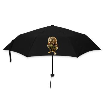 Baby Owl Cute Big Eyes Nocturnal Bird Predator - Umbrella (small) - black - Front