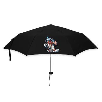 Red and white illuminated retro vintage design 4th of July - Umbrella (small) - black - Front
