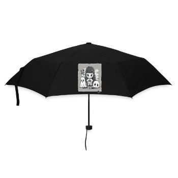 Jolie fille chibi du Japon et fantômes - Parapluie standard - noir - Devant