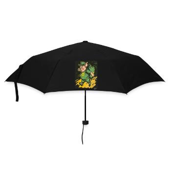 Cool, lustig und lächelnd: Retro Vintage Schwein - Regenschirm (klein) - Schwarz - Vorne