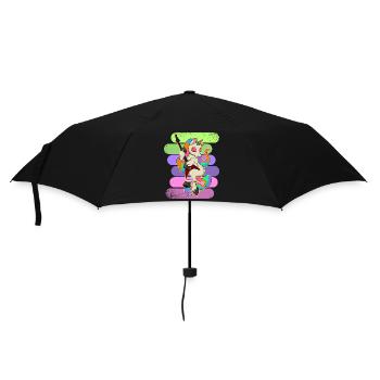 Gitarre Musiker Einhorn Niedlich Regenbogen - Regenschirm (klein) - Schwarz - Vorne