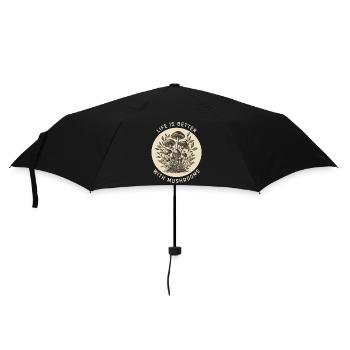Das Leben ist besser mit Pilzen - Regenschirm (klein) - Schwarz - Vorne