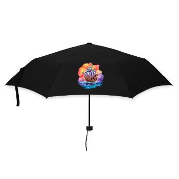 Piratenschiff für Kinder - Regenschirm (klein) - Schwarz - Vorne