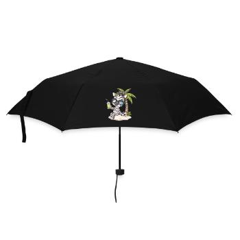 Zebra Sommer Strand Comic - Regenschirm (klein) - Schwarz - Vorne