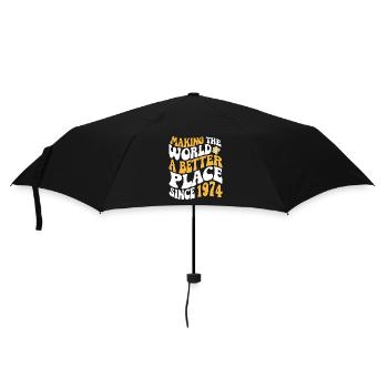 1974 Birthday Vintage Hippie Groovy - Umbrella (small) - black - Front