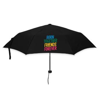 Zwillinge - Zusammen Geboren Freunde Für Immer - Regenschirm (klein) - Schwarz - Vorne