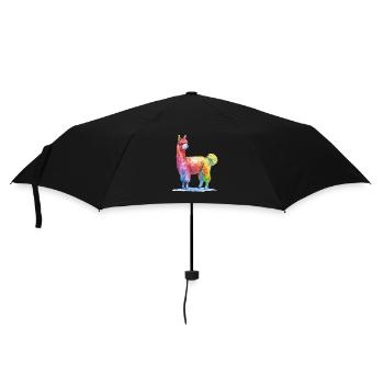 Colorful Llama Watercolor Painting - Umbrella (small) - black - Front