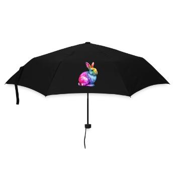 Bunter Regenbogen Hase Kunstwerk - Regenschirm (klein) - Schwarz - Vorne
