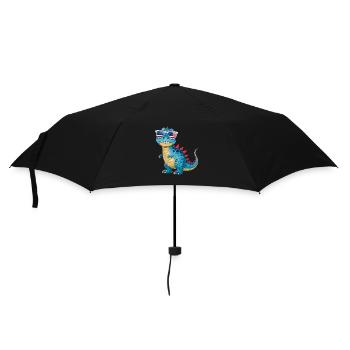 Dinosaurier-Sonnenbrille amerikanischer Flagge - Regenschirm (klein) - Schwarz - Vorne