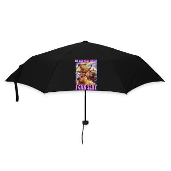 Capybara lustiges Meme-Shirt - Regenschirm (klein) - Schwarz - Vorne