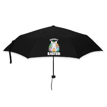 Frohe Ostern Hase Osterei Hoppy Easter - Regenschirm (klein) - Schwarz - Vorne