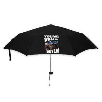 Monster Truck 7th Birthday Boy Party - Young, - Umbrella (small) - black - Front