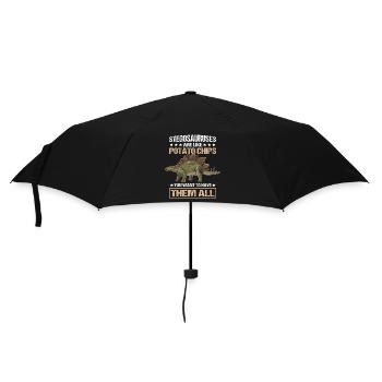 Stegosaurus Dinos Dinosaurier Geschenk - Regenschirm (klein) - Schwarz - Vorne