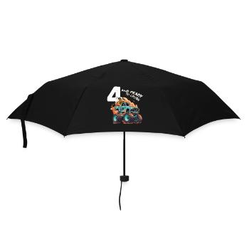 Ich bin 4 und bereit, mit dem Monster Truck zu zerquetschen - Regenschirm (klein) - Schwarz - Vorne