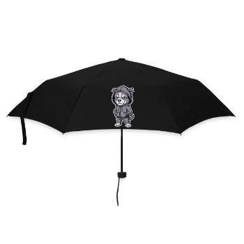 Cool dog in stylish hoodie - Umbrella (small) - black - Front