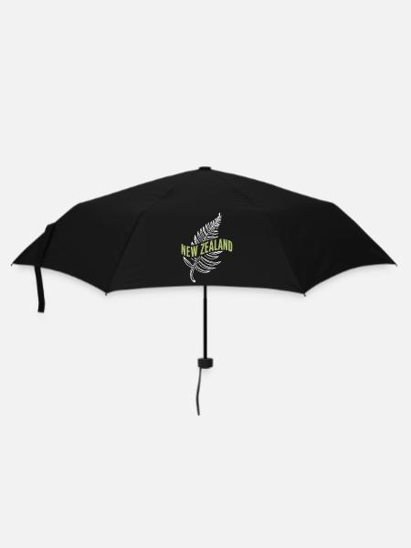 New Zealand Souvenir - Koru Farnblatt Motiv - Regenschirm (klein) - Schwarz