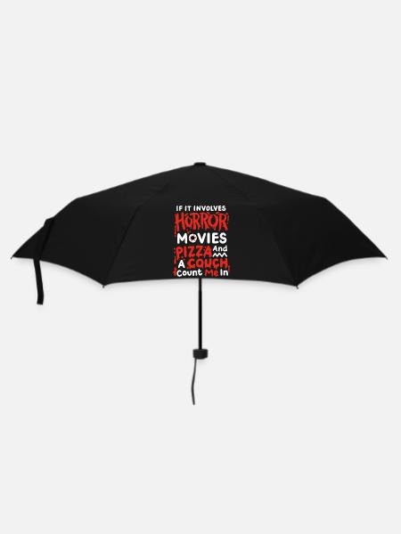 Horrorfilme und Pizza - Regenschirm (klein) - Schwarz