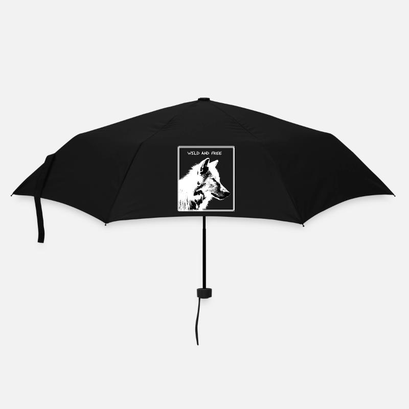 Wolf - Regenschirm (klein) - Schwarz