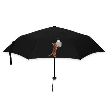 Chat Atteignant Le Pingouin Dans Une Fausse Poche Imprimée - Parapluie standard - noir - Devant