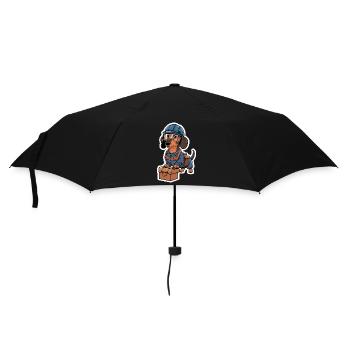 Dackel Im Kostüm Handwerker Dackel Mit - Regenschirm (klein) - Schwarz - Vorne