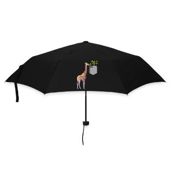 Girafe atteignant une branche avec des feuilles dans la poche - Parapluie standard - noir - Devant