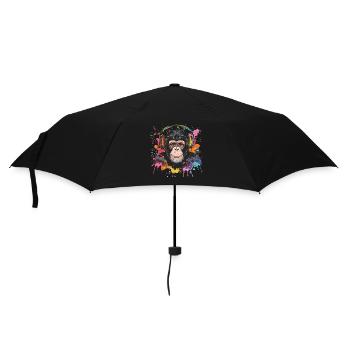 Singe Avec Casque Décoration Femme Cadeau Homme - Parapluie standard - noir - Devant
