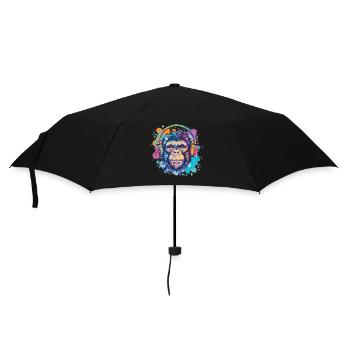 Singe Avec Casque Décoration Femme Cadeau Homme - Parapluie standard - noir - Devant