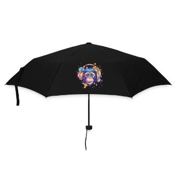 Singe Avec Casque Décoration Femme Cadeau Homme - Parapluie standard - noir - Devant