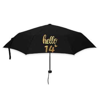 Hallo 14 Gold - Regenschirm (klein) - Schwarz - Vorne