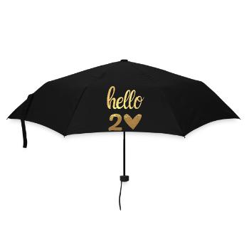 Hallo 20 Gold - Regenschirm (klein) - Schwarz - Vorne