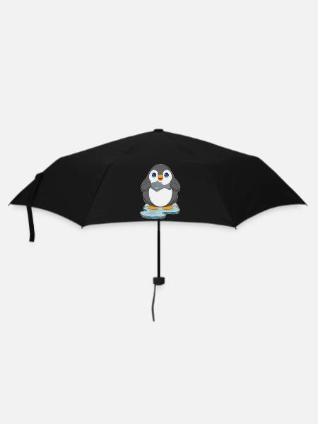 Pinguin Fisch - Regenschirm (klein) - Schwarz