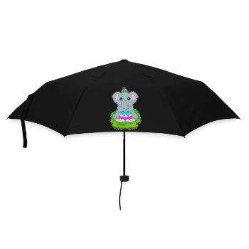 Gâteau d’anniversaire éléphant - Parapluie standard - noir - Devant