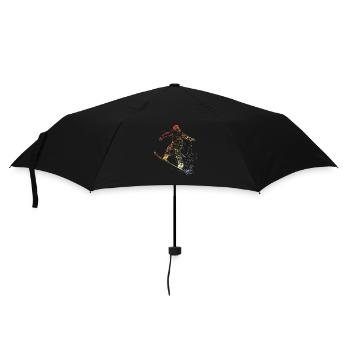 Vintage Snowboarder Zeichnung - Regenschirm (klein) - Schwarz - Vorne