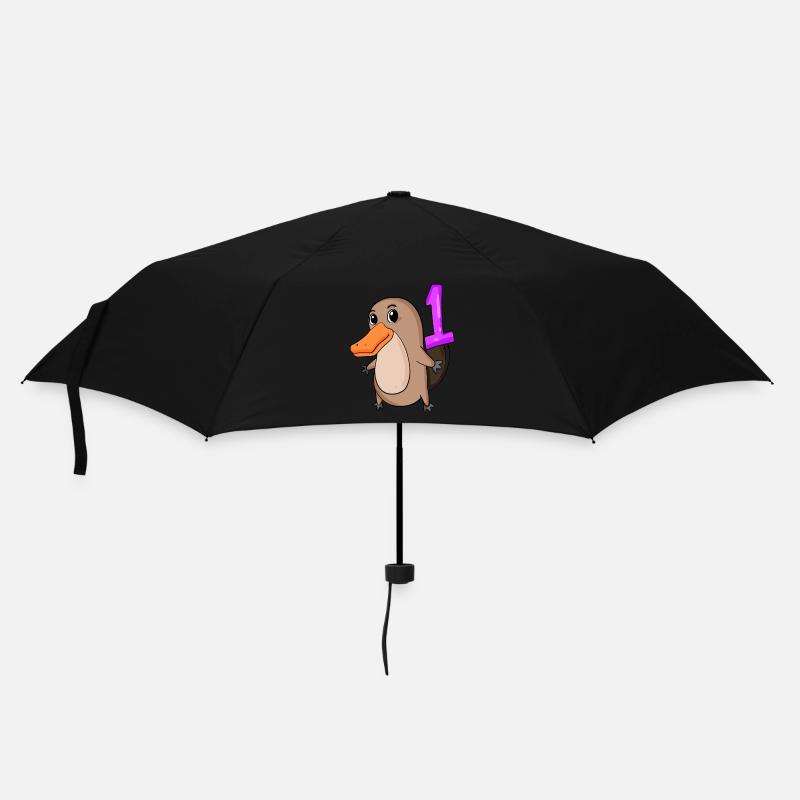 1 Jahr alt - Einschulung - Schnabeltier Motiv - Za - Regenschirm (klein) - Schwarz