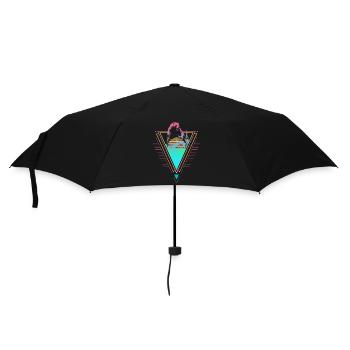 Kodiakbär Vaporwave Synthwave 90s 80s sunset - Umbrella (small) - black - Front