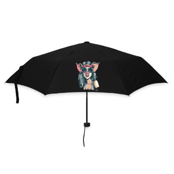 80s punk hippie girl as a cute piggy - Umbrella (small) - black - Front