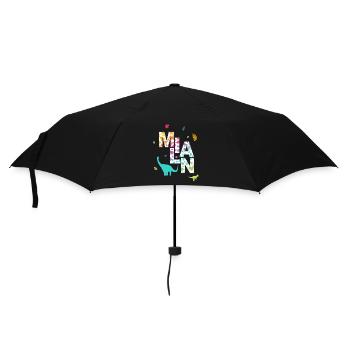 MILAN - Beau prénom de garçon avec dinosaure - Parapluie standard - noir - Devant