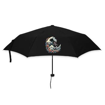 große Welle vor Kanagawa mit Samurai Krieger - Regenschirm (klein) - Schwarz - Vorne