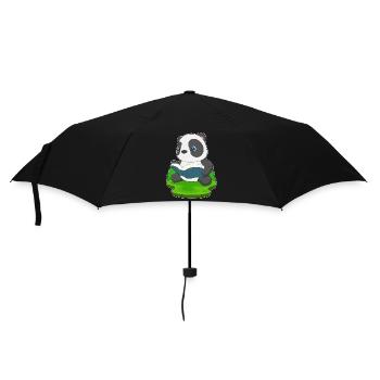 Panda Nerd Buch  - Regenschirm (klein) - Schwarz - Vorne