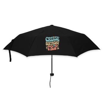 Cruise Birthday Trip Colorful Retro Design - Umbrella (small) - black - Front