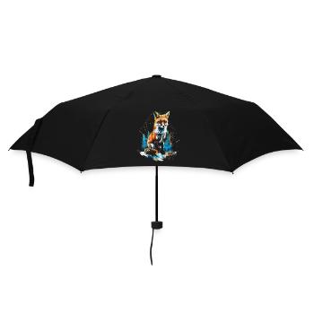 Lustiges Fuchs Fox Kunst Tier Natur Wildtier Tiere - Regenschirm (klein) - Schwarz - Vorne