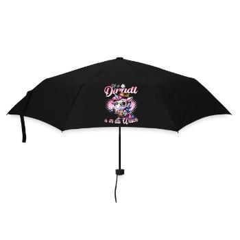 Tracht Damen Outfit Mei Dirndl is in da Wäsch - Regenschirm (klein) - Schwarz - Vorne