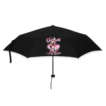 Tracht Damen Outfit Mei Dirndl is in da Wäsch - Regenschirm (klein) - Schwarz - Vorne